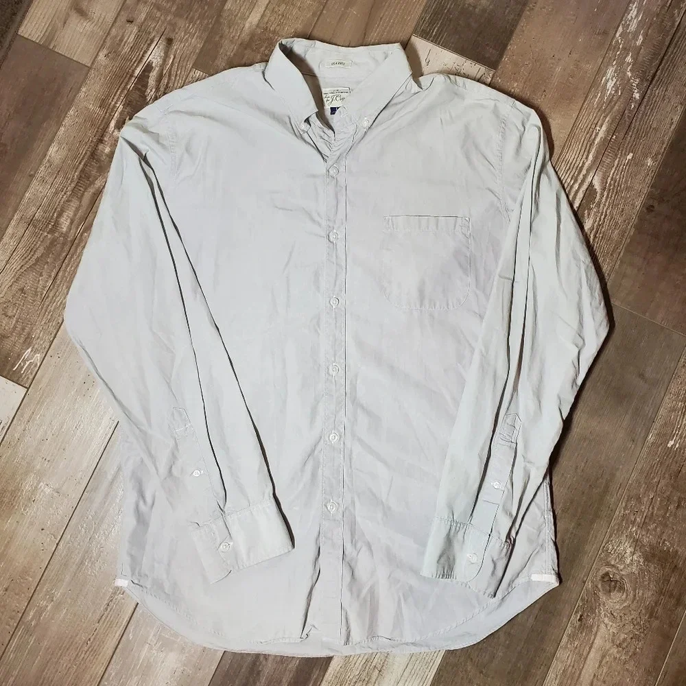 J. Crew Gray Men's Button Down Long Sleeve Classic Fit Size Large